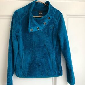 The North Face Teal Fleece Mossbud Diagonal snap jacket